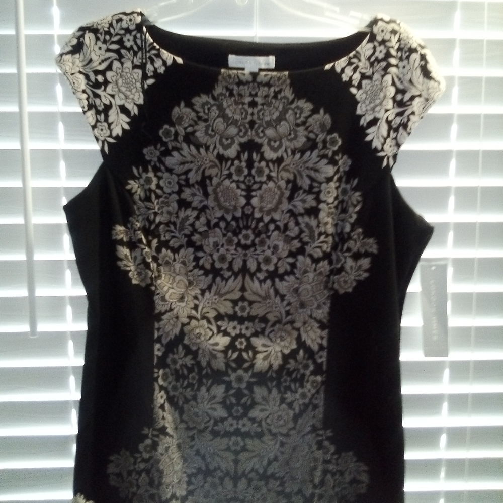 Black and Taupe Shift Dress, Fully Lined NWT